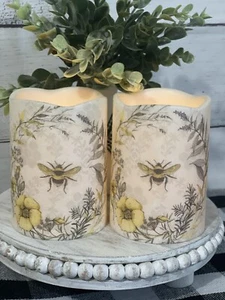 Bee Inspired Set of Two Flameless LED Candles 4" - Picture 1 of 2