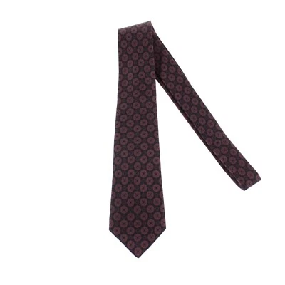 Corbata Kiton nueva sin etiquetas 100 % seda en borgoña claro/arcilla y negro hecha en Italia Foto 1 de 4