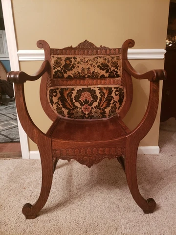 Exceptional carved Antique Oak throne chair throne Revival Cover