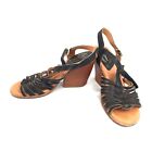 Kork-ease Pepper Leather Chunky Heel Sandals Strappy Black Shoes Retro 8 Women's