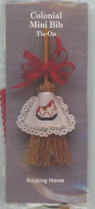 Colonial Mini Broom Bib Tie-on Rocking Horse Lace Counted Cross Stitch Kit - Picture 1 of 2