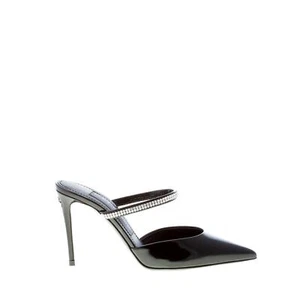 DOLCE & GABBANA Damenschuhe Sabot Cardinale aus glänzendem Leder schwarz Strass CI0150 - Bild 1 von 7