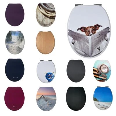 WC Sitz Holz MDF Holzkern Toilettendeckel Klodeckel Klobrille Absenkautomatik - Bild 1 von 2