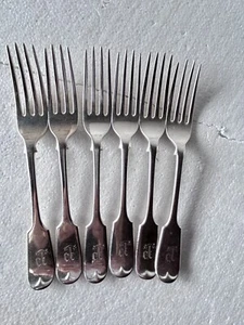 A Set Of 6 Silver Plated Forks Engraved 'P'. - Picture 1 of 6