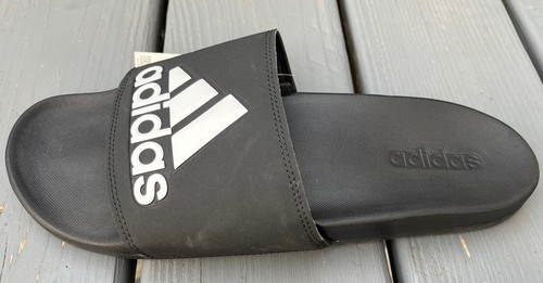 NUOVE scarpe slides da uomo Adidas Adilette Comfort con logo bianco nero taglia 12