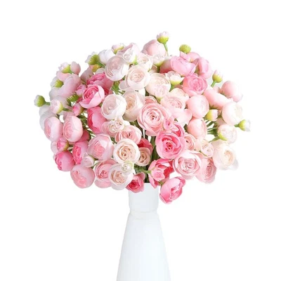 15 Piezas Ranunculus Flor Artificial Rosa Imitación Seda Mini Peonía Flores Falsas Foto 1 de 4