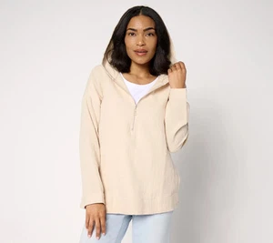 Belle Beach by Kim Gravel Beach Club Hoodie 100 % Baumwolle Gaze halber Reißverschluss A686193 - Bild 1 von 6