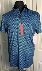 Redvanly Men’s blue and black geometric golf polo Size Small NWT - Picture 1 of 8