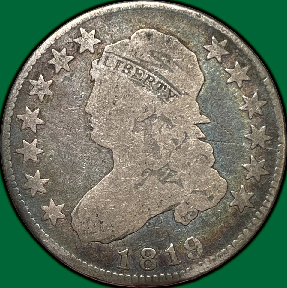 Moneda de cuarto busto tapado 1819 muy buena en muy buen estado #29668 Foto 1 de 3