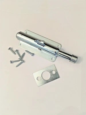 Tope de puerta de perno de pie galvanizado hecho en acero Everbilt de 4 pulgadas Foto 1 de 4