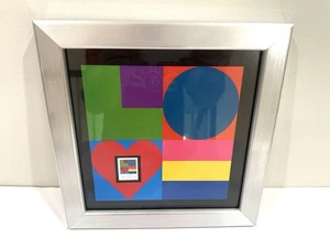LOVE Art con francobollo USA 2002 37c- Michael Osborne incorniciato uguaglianza LGBT da collezione - Foto 1 di 4
