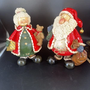 "Estatuillas de cerámica navideña de 13"" Mr & Mrs Claus vintage Kirkland's Clause & Co." - Imagen 1 de 11