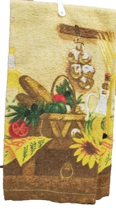 1 (One) Kitchen Terry Towel(15"x25")OLIVE OIL BOTTLE,SUNFLLOWERS & VEGETABLES,AM - Picture 1 of 11
