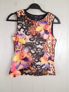 Top transparente de malla Express vintage de los 90 para mujer M artístico encaje espalda floral Fairycore - Imagen 1 de 7