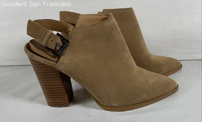 Halogen Brown Leather Pointed Toe Classic Block Slingback Womens Heels Size 8.5M - Image 1 of 4