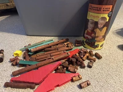Juego de Troncos Lincoln Playskool De Colección Nº 890 con Bote Lote de Piezas de Madera Foto 1 de 4