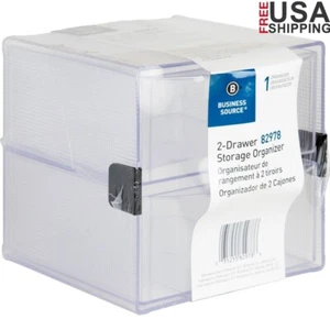 Organizer Portaoggetti 2 Cassetti Plastica Trasparente Soluzione Utilità Casa Ufficio 6x6 Pollici - Foto 1 di 6