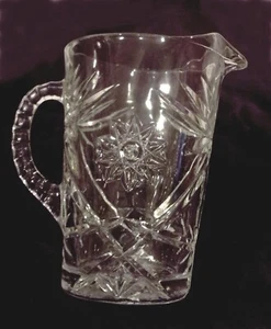 Kleiner geschliffener GLAS Krug Crème-Sirup-Soße 8 Unzen 5" hoher Griff & Ausguss - Bild 1 von 10