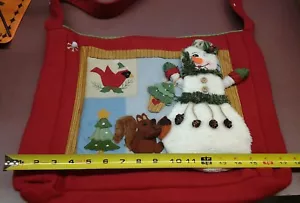 Borsa a mano Natale in pile rosso con pupazzo di neve per interni domestici - Foto 1 di 6