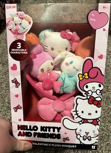 NEW Hello Kitty And Friends Valentines Plush Bouquet 3 Removable Characters - Picture 1 of 6