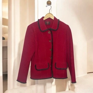Chaqueta Walkloden Austria Original Para Mujer Med 100% Lana Roja De Colección Con Botones - Imagen 1 de 16