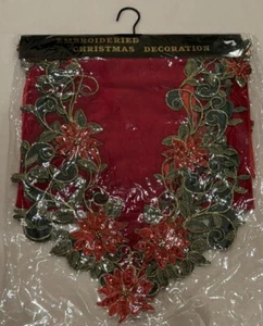 94” Pascua Navidad Corredor de Mesa Vacaciones Terciopelo Bordado Secuencia Recorte - Imagen 1 de 5