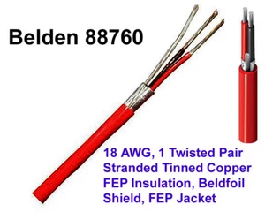 Belden 88760 18/2 Shielded Plenum Rated FEP Insulated Control Cable 500 Ft RED - Picture 1 of 4