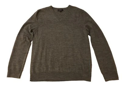 Express Merino Wool Sweater Mens Large V Neck Gray Pullover Preppy Grunge - Image 1 of 4