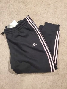 NWT Women's Adidas Plus Size Essentials 3-Stripe Black Fleece Joggers Size 3X - Picture 1 of 6