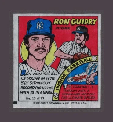 1979 Topps Bazooka MLB Bubble Gum Player Portraits #13 Ron Guidry - Image 1 of 3