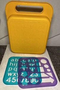 Tuppertoys Tupperware Alphabet Yellow Case #1407 Storage Box Only w/2 Stencils - Picture 1 of 3