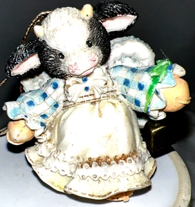 Vintage Enesco Mary’s Moo Moos Angel Cow Figurine 1996 Resin 2.5” Star Wings - Picture 1 of 10