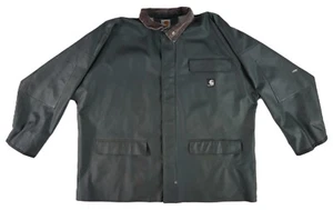 CARHARTT C64 Men’s XL GRN Green PVC Raincoat DISTRESSED - Picture 1 of 5
