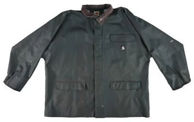 CARHARTT C64 Men’s XL GRN Green PVC Raincoat DISTRESSED - Image 1 of 4