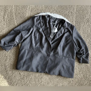 Added Dimensions by Catherines Blazer Jacket New Gray Ruched Sleeves Womens 4X - Picture 1 of 8