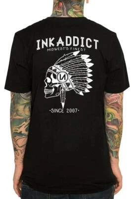 Nuevo Inkaddict Hombre Jefe Camiseta Negro/Blanco SMALL-3XLARGE Tatuaje Limited - Imagen 1 de 4