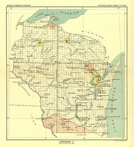 Mapa histórico del estado - Wisconsin - Hoen 1896 - 23 x 25,13 - Arte de pared vintage - Imagen 1 de 20