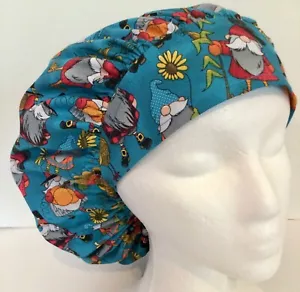 Fall Gnomes Scrub Cap Large Bouffant Medical Surgery Hat Chef Veterinarian - Picture 1 of 4