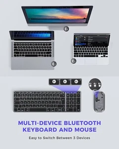 Seenda Rechargeable Wirelees Bluetooth Keyboard and Mouse Set, for MacBook, iMac - Picture 1 of 20
