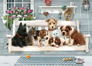 Cobble Hill Porch Pals 350 Piece Jigsaw Puzzle By Greg Giordano - Picture 1 of 4