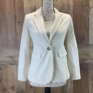 Boden Blazer Women’s Size 2P Petite Light Yellow Eyelet Jacket One Button - Picture 1 of 14