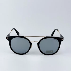 Lunettes de soleil homme Tom Ford noir gris rondes FT0480-D/S 01C NEUVES - Photo 1 sur 9