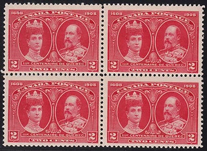 Canada 2c Quebec Tercentenary Block, Scott 98, F-VF MNH, catalogue - $425 - Picture 1 of 2