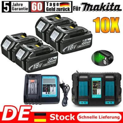 FÜR MAKITA 10X 6Ah para batería de repuesto de iones de litio Makita 18V BL1850B BL1860B BL1840 BL1830 cargador