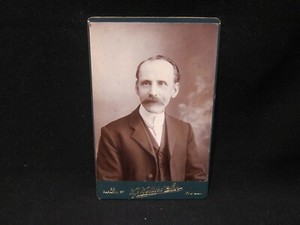 Antique Cabinet Card 165x105mm - Man With Moustache - (Arthur Hall) Hull UK