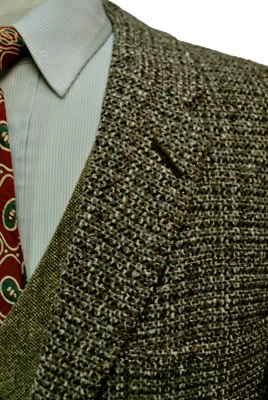 Chaqueta Atomic Tweed 44R Años 50 Grande Marrón Texturizado VLV Bolsillos de Parche Foto 1 de 4