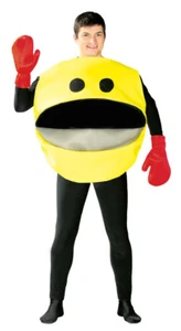 Adult Yellow Ghost 80s 90s Video Game Arcade Fancy Dress Costume Glutton Arcade - Picture 1 of 4
