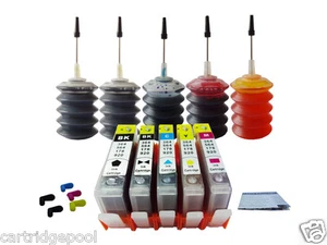 5 Refillable ink cartridge w/chip HP 564 XL Photosmart C309 B8550+ND® 5x30ml 1P - Picture 1 of 1
