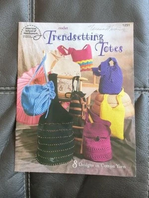 Crochet Pattern Tote Bags 8 Designs Sizes Trendsetting Totes in Cotton Yarn 1251 - Image 1 of 3