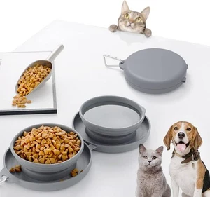 Ciotola Doppia Pieghevole per Cani e Gatti – Portatile da Viaggio per Cibo e A - Foto 1 di 5